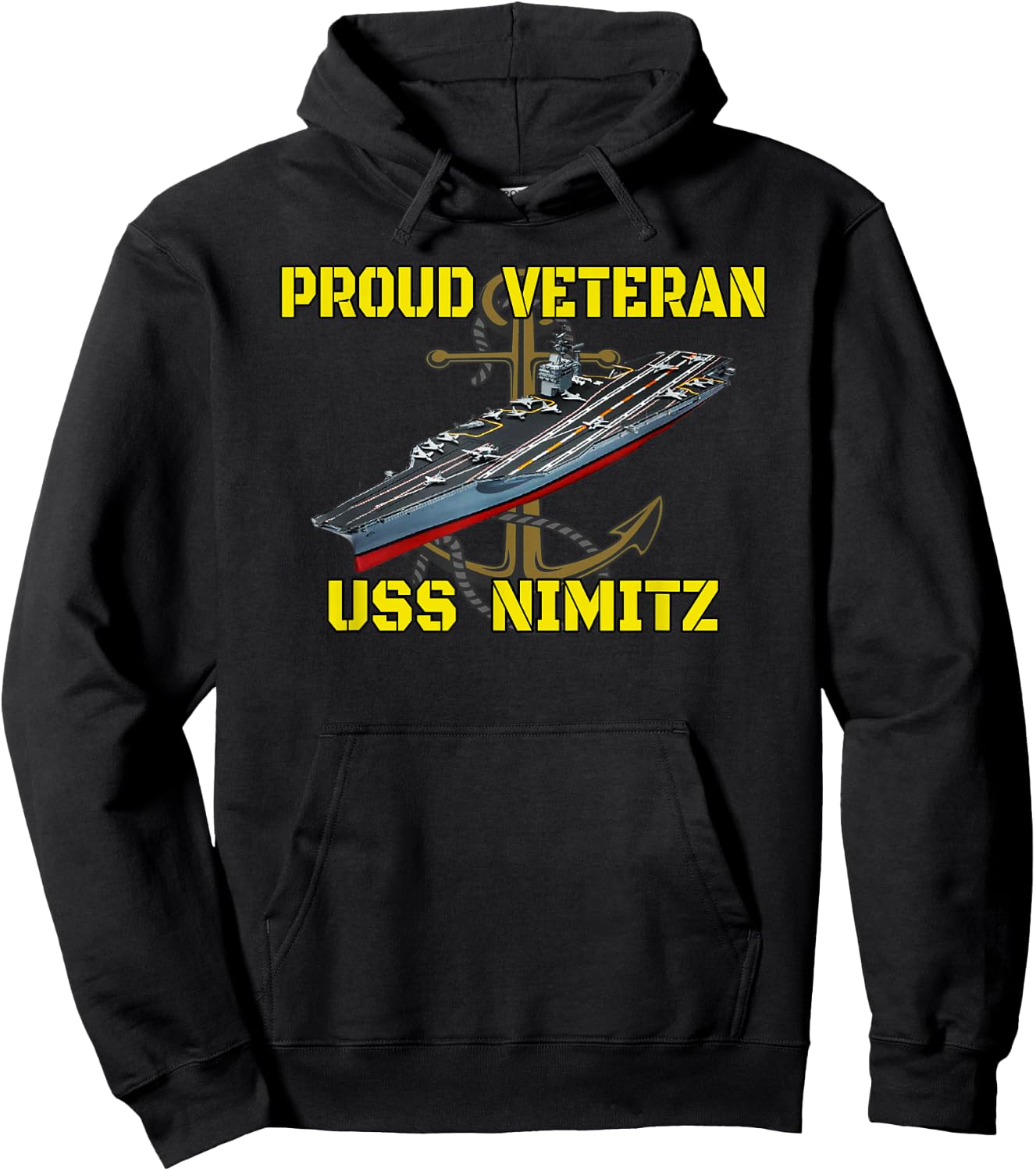 Aircraft Carrier USS Nimitz Veterans Day Fathers Day Grandpa Hoodie - Hoodie | Black