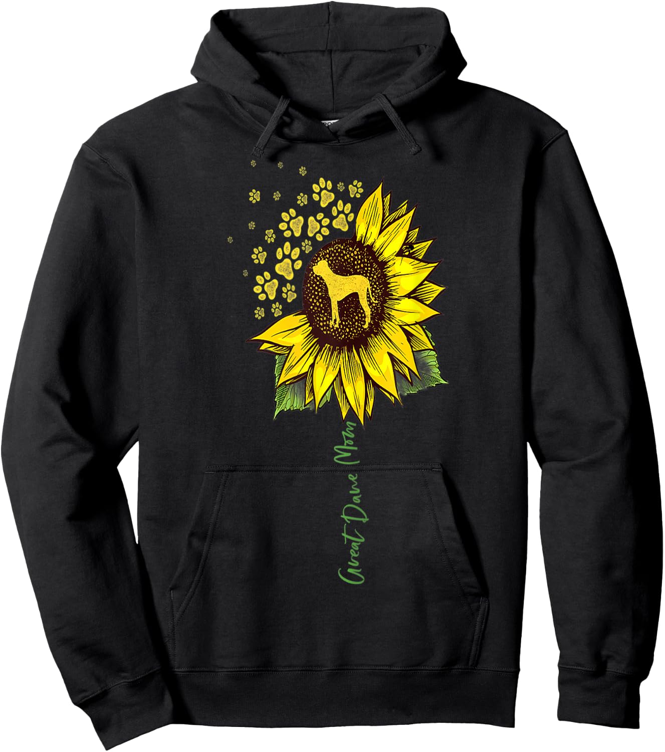 Sunflower Great Dane Lover Gifts Dog Mom Men Women Hoodie - Hoodie | Black
