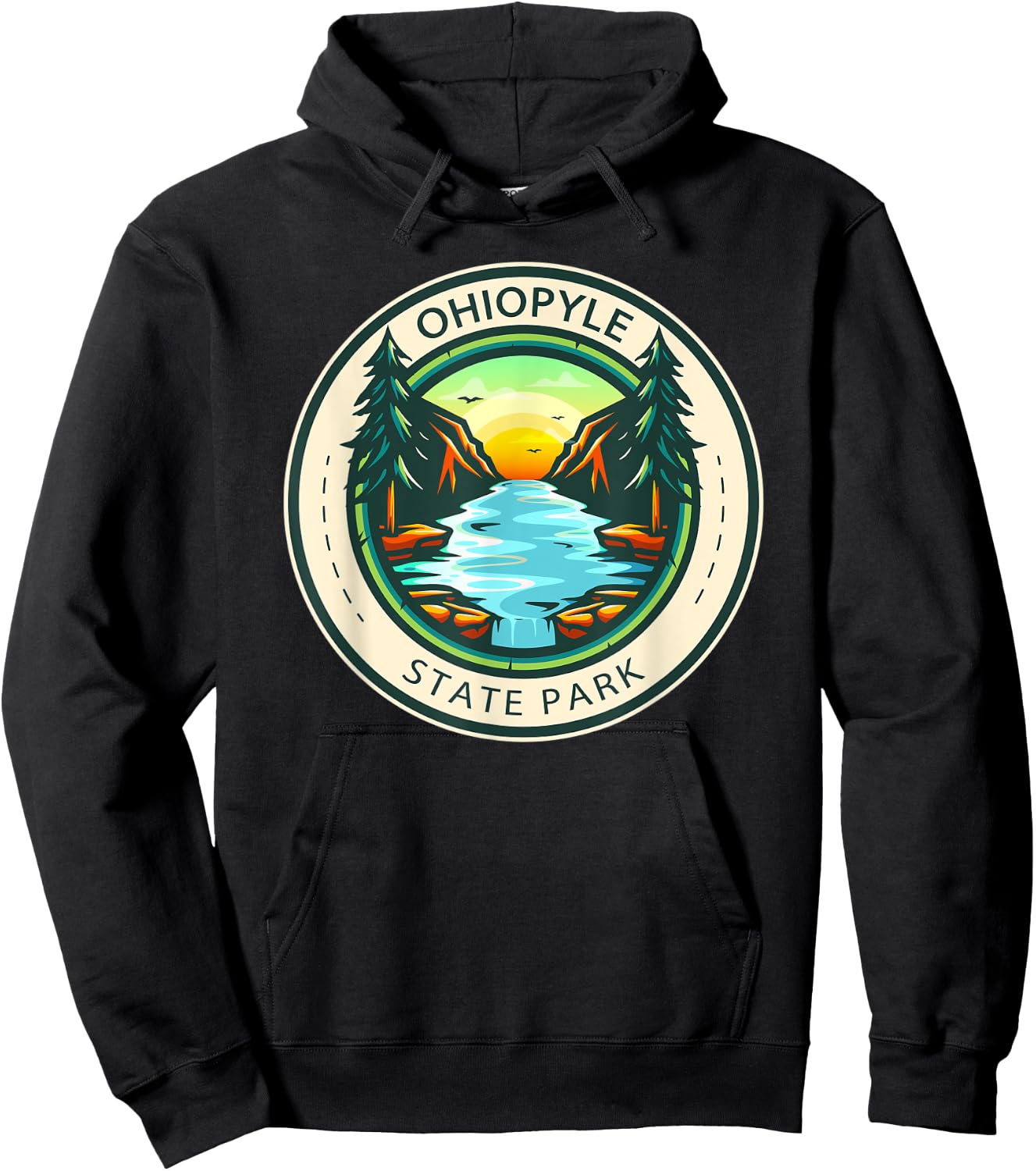 Ohiopyle State Park Pennsylvania Vintage Badge Hoodie - Hoodie | Black