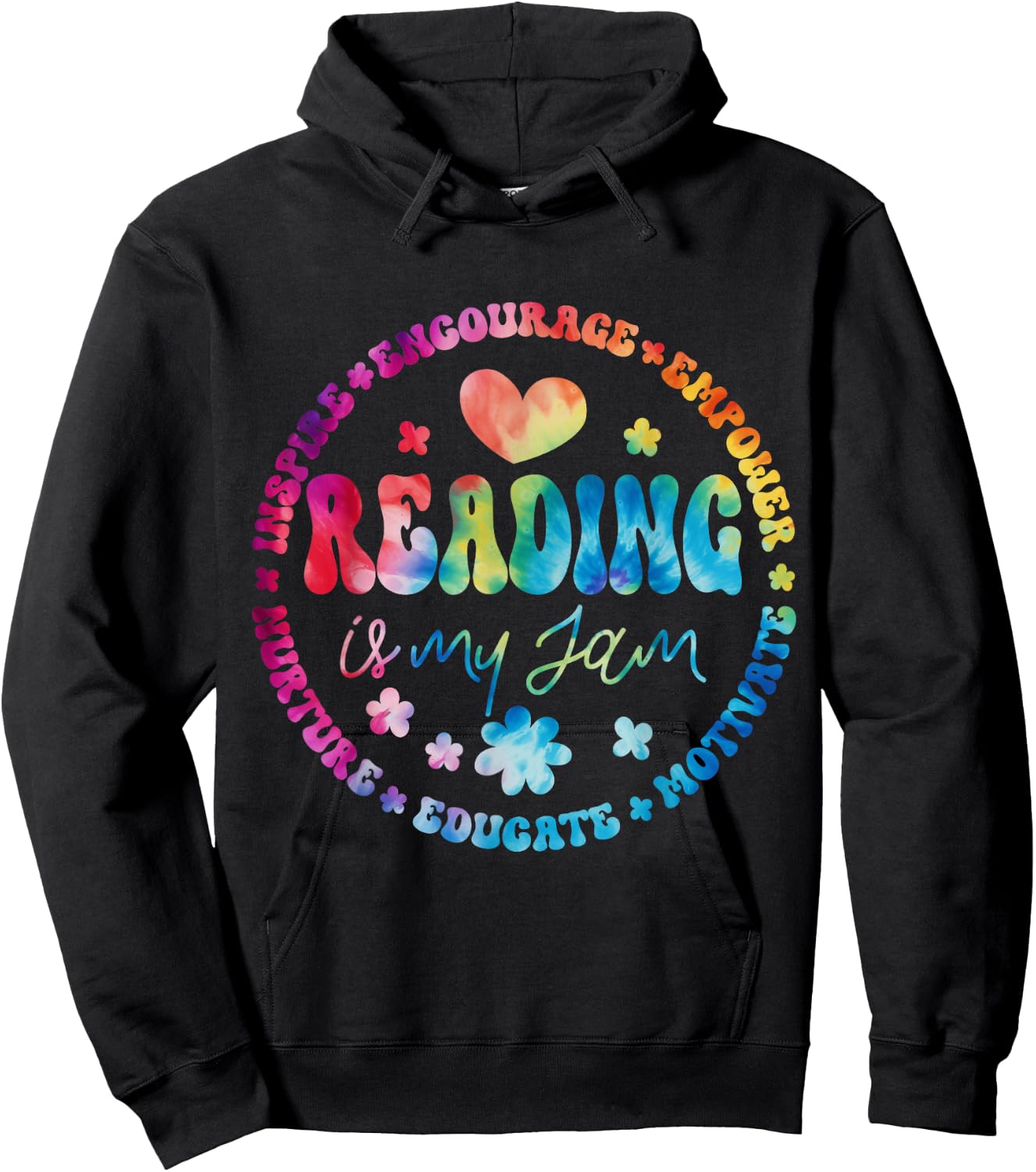 Groovy Reading is my jam Squad Girls Boys Teacher Literacy Hoodie - Hoodie | Black