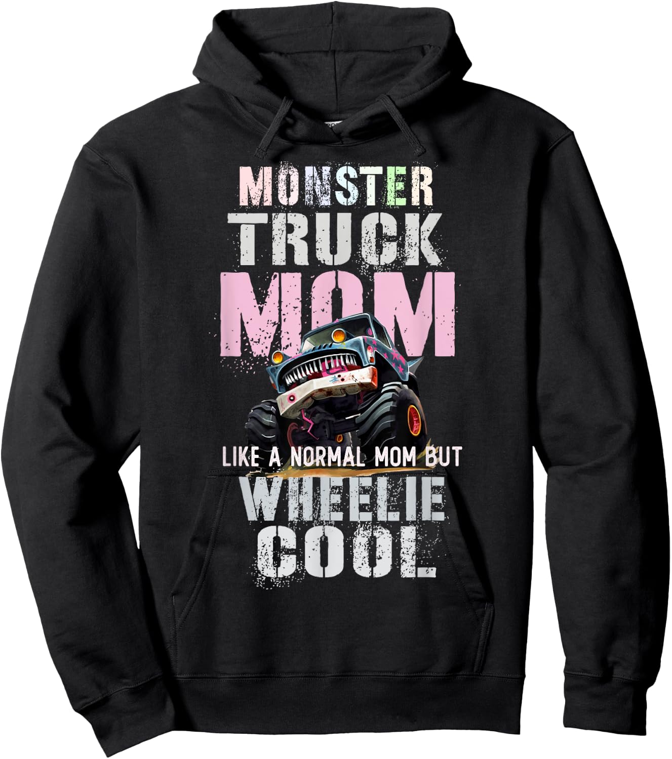 Vintage MONSTER Truck MOM Like Normal Mama of Birthday Boy Hoodie - Hoodie | Black