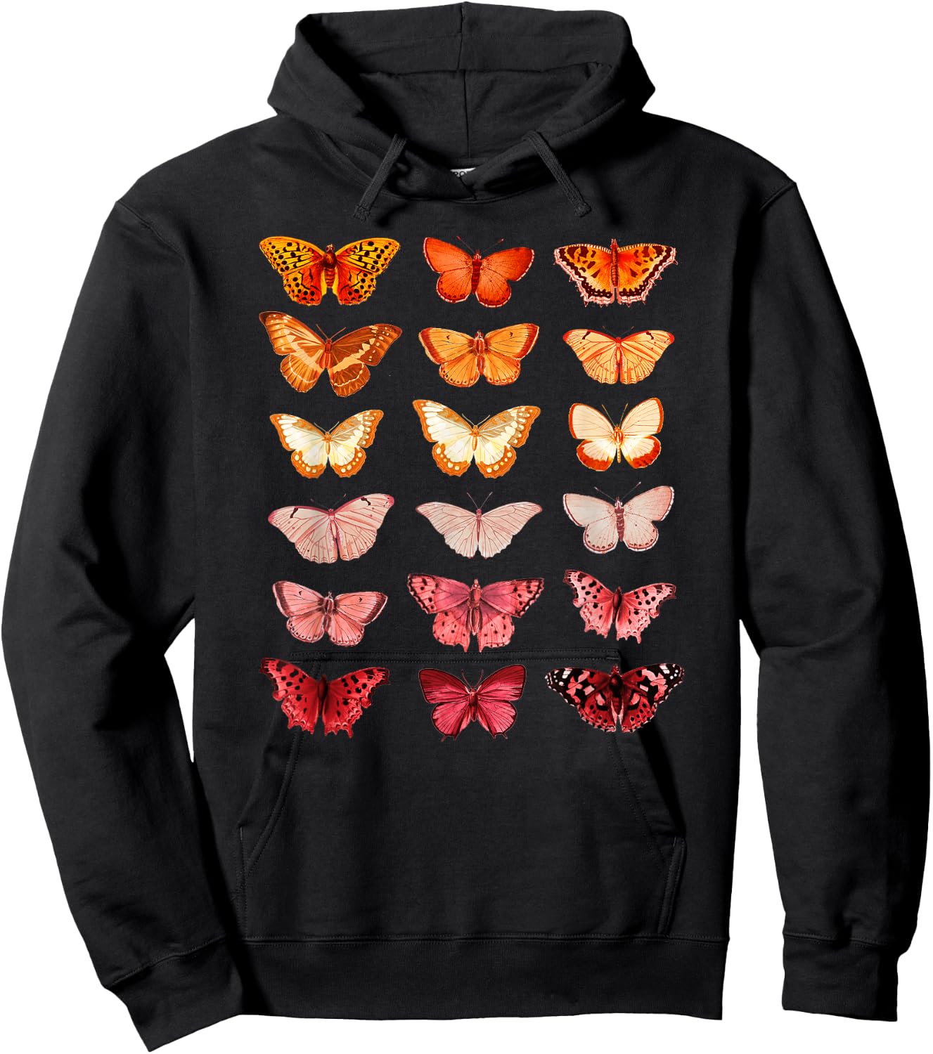 Lesbian Flag Colour Butterfly Subtle Sapphic Pride Aesthetic Hoodie - Hoodie | Black
