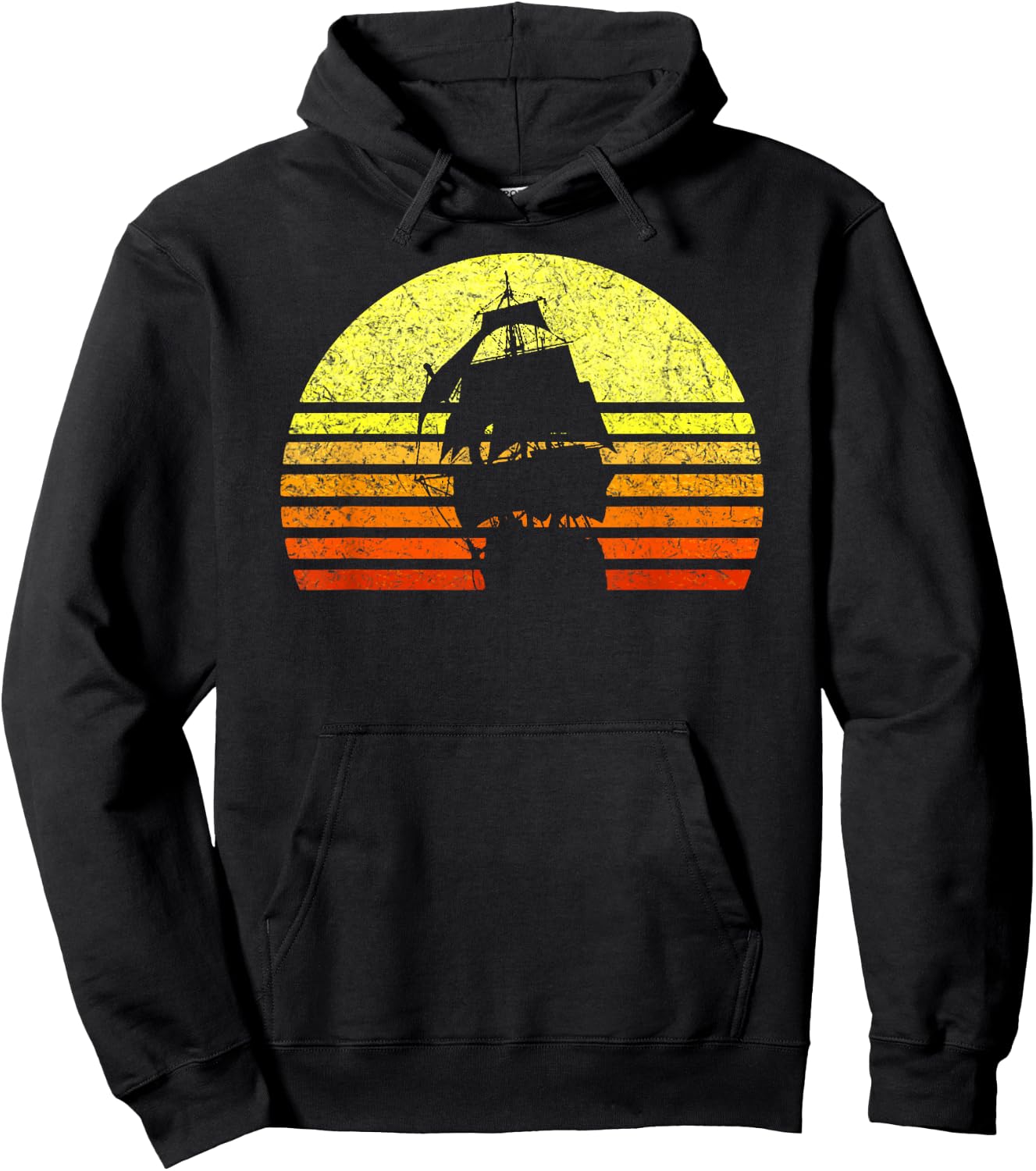 Vintage Sailing Pirate Ship Captain Nautical Sailboat Sailor Hoodie - Hoodie | Black