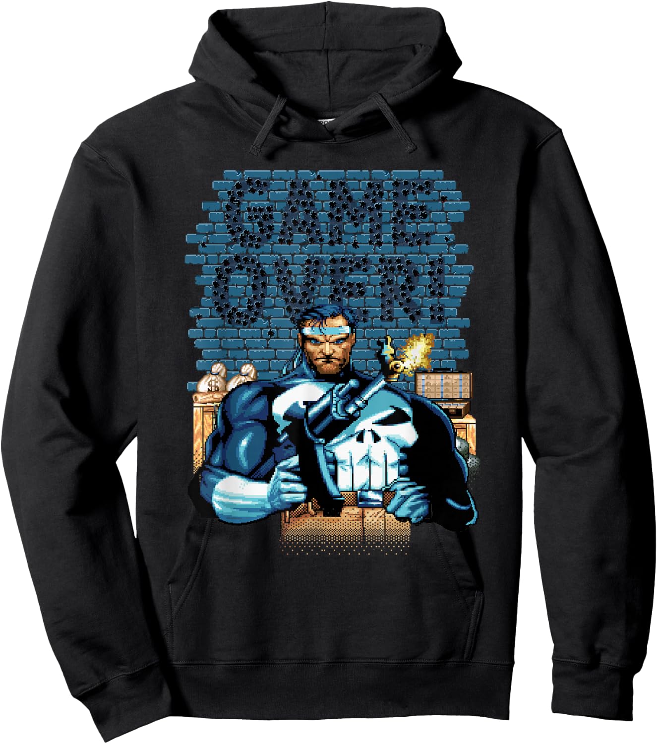 Marvel Punisher Game Over Pixelated 90s Hoodie - Hoodie | Black
