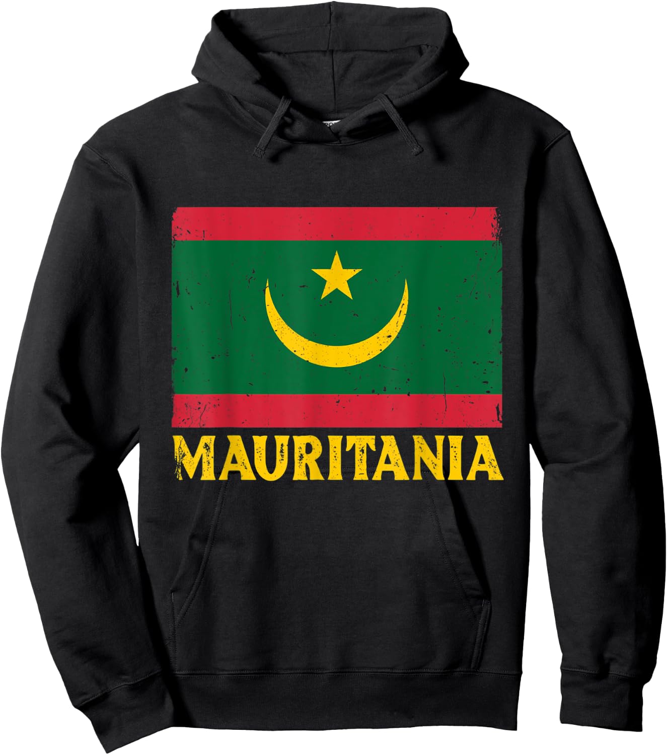 Distressed Retro Mauritania Flag Men Women Kids Patriotic Hoodie - Hoodie | Black