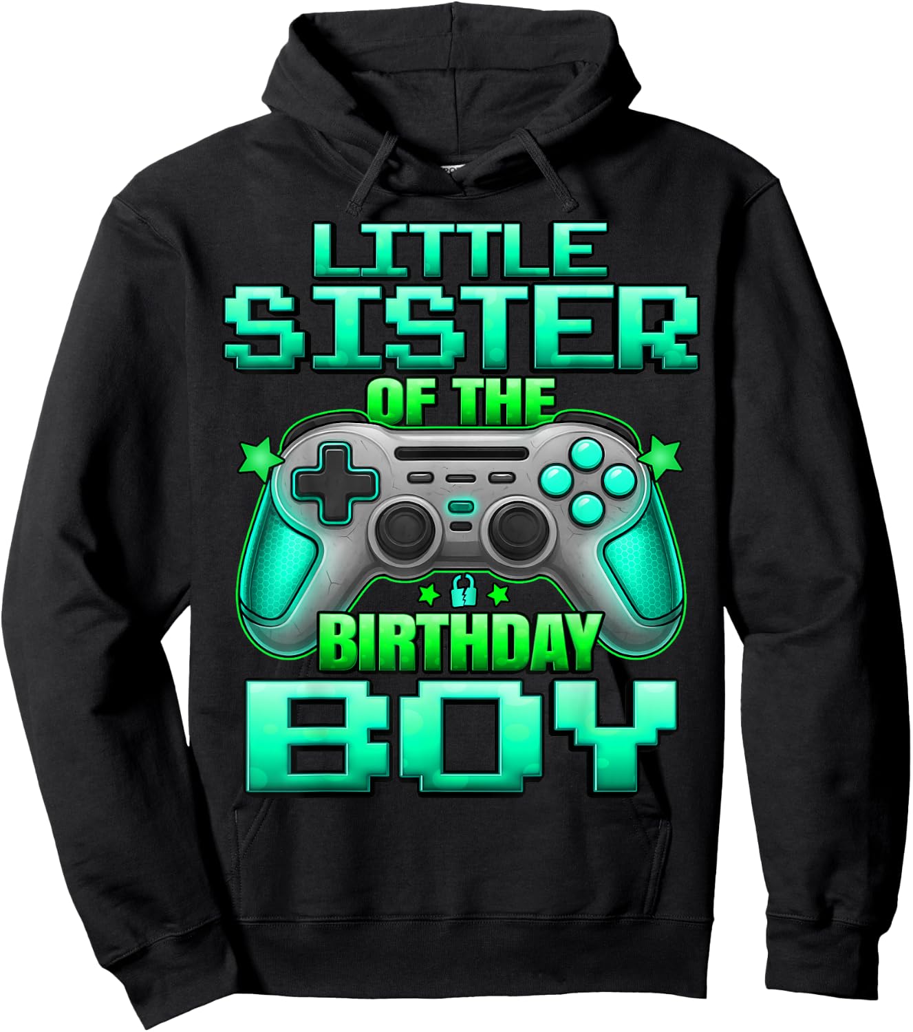 Little Sister of The Birthday Boy Matching Family Lil Sister Hoodie - Hoodie | Black