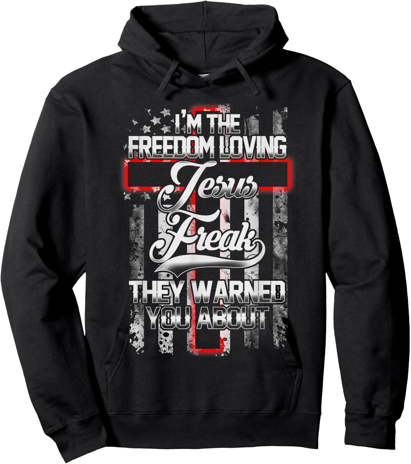 Freedom Loving American Jesus Freak Bible Hoodie - Hoodie | Black