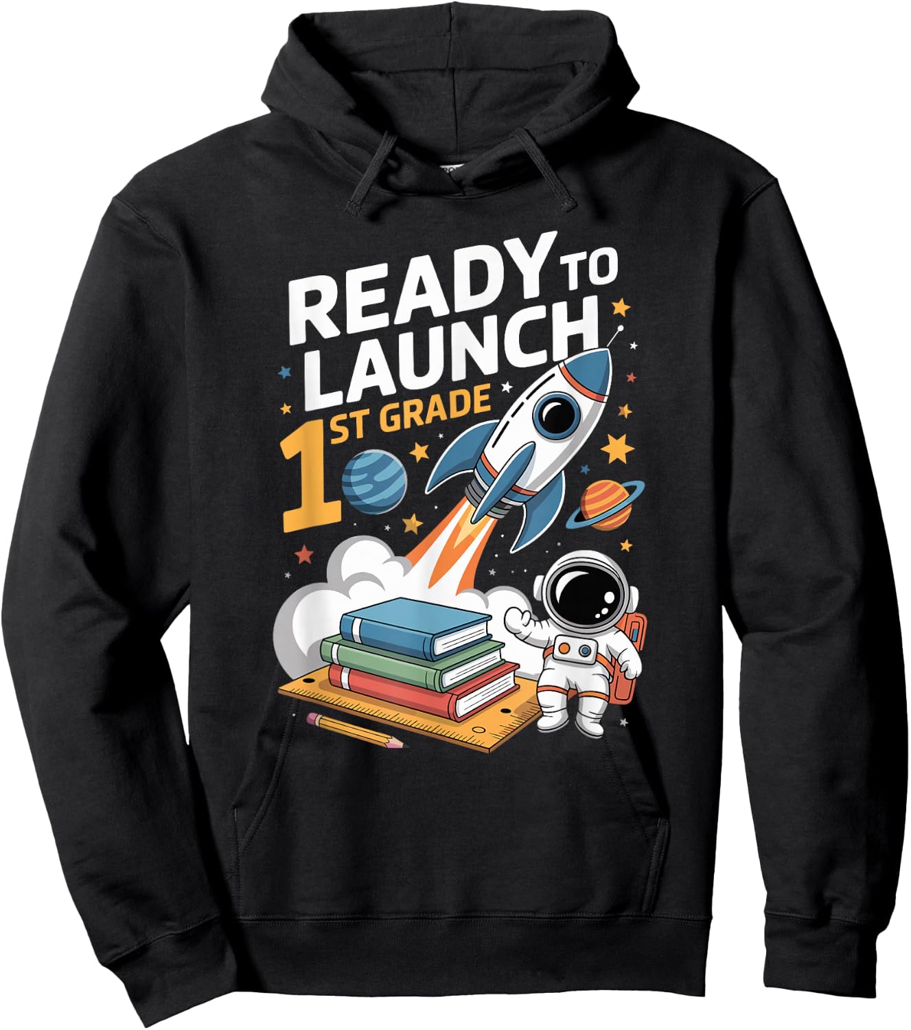 Mission 1st Class Astronaut School Start School Child Space Hoodie - Hoodie | Black