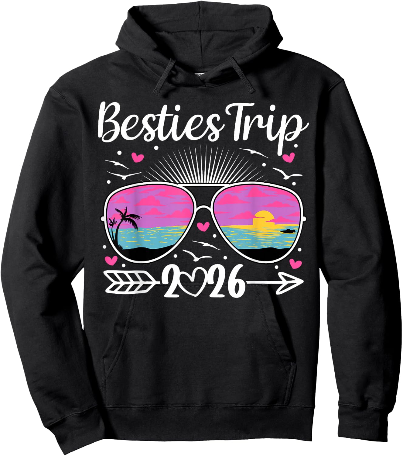 Besties Trip 2026 Vacation Travel Best Friend Night Out Hoodie - Hoodie | Black