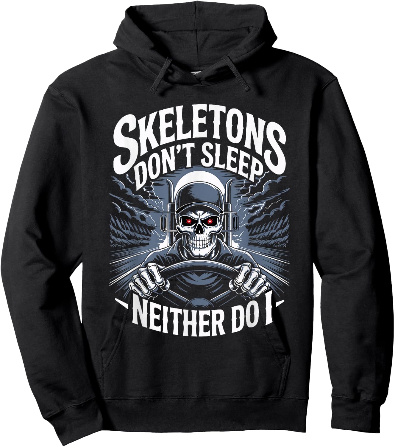 Trucker Wheeler Truck Driver Trucking Skeleton Truck Driver Hoodie - Hoodie | Black