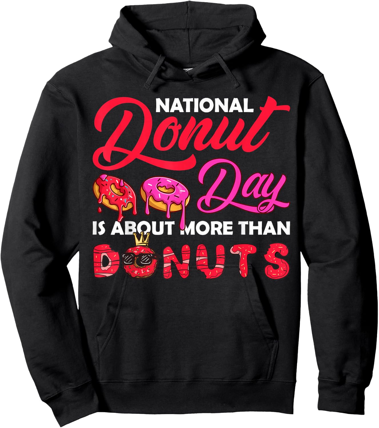 Donut Design and Men - Happy National Donut Day Hoodie - Hoodie | Black