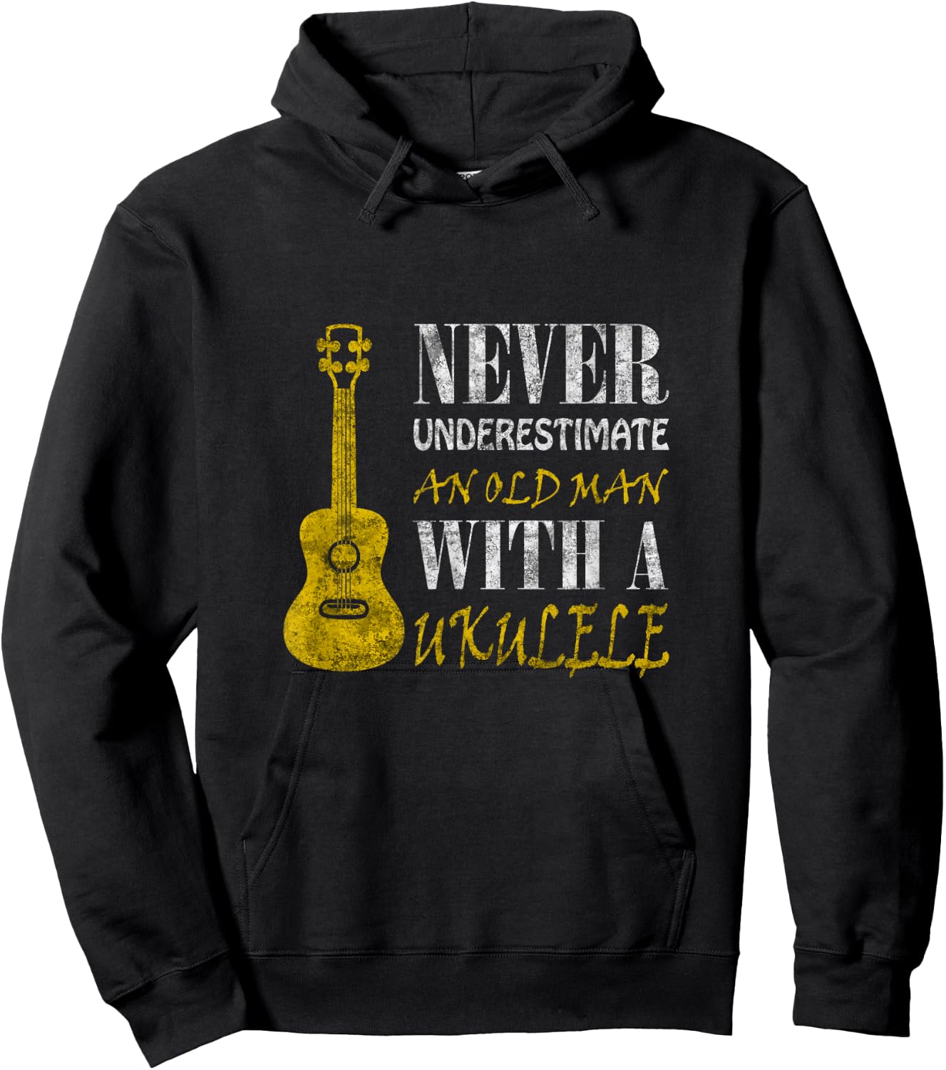 Never underestimate an old man with a ukulele Hoodie - Hoodie | Black