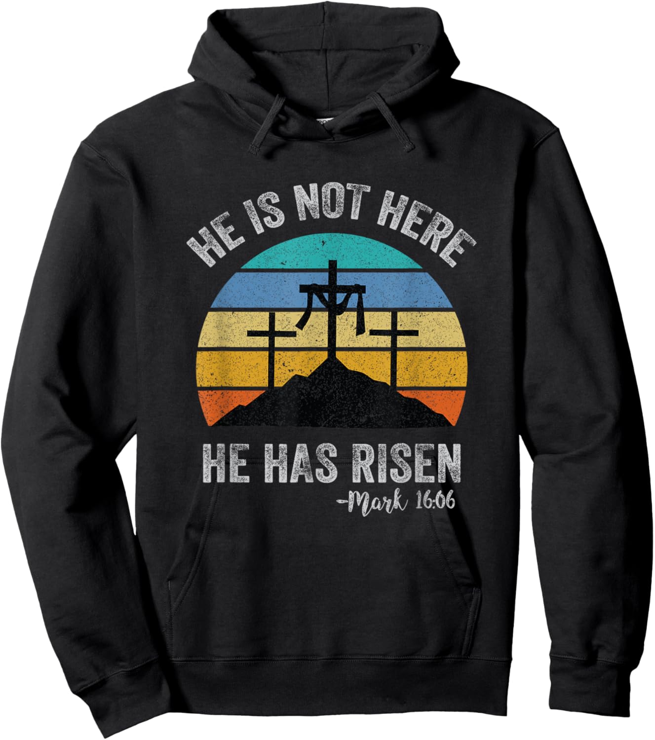 He has Risen He is not Here Jesus Retro Vintage Easter Hoodie - Hoodie | Black