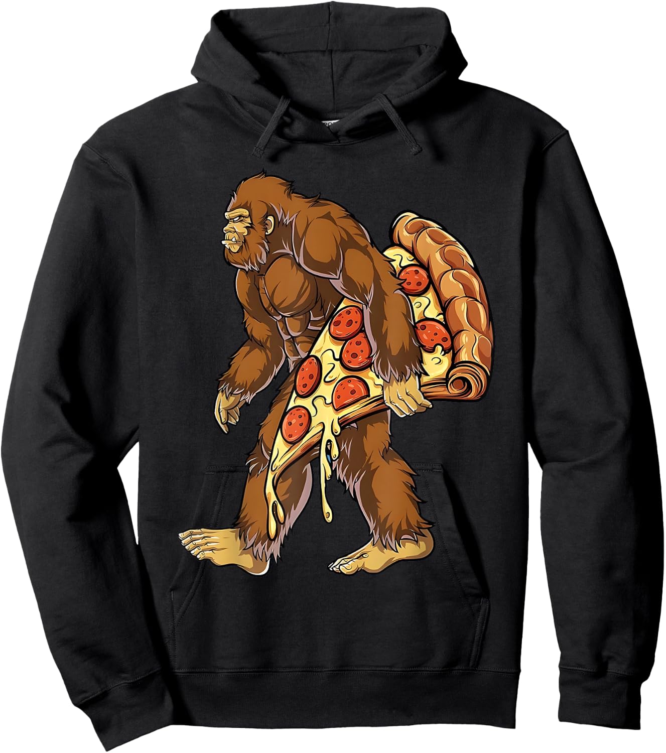 Funny Sasquatch Carry Pizza Sasquatch Animals Pizza Lovers Hoodie - Hoodie | Black