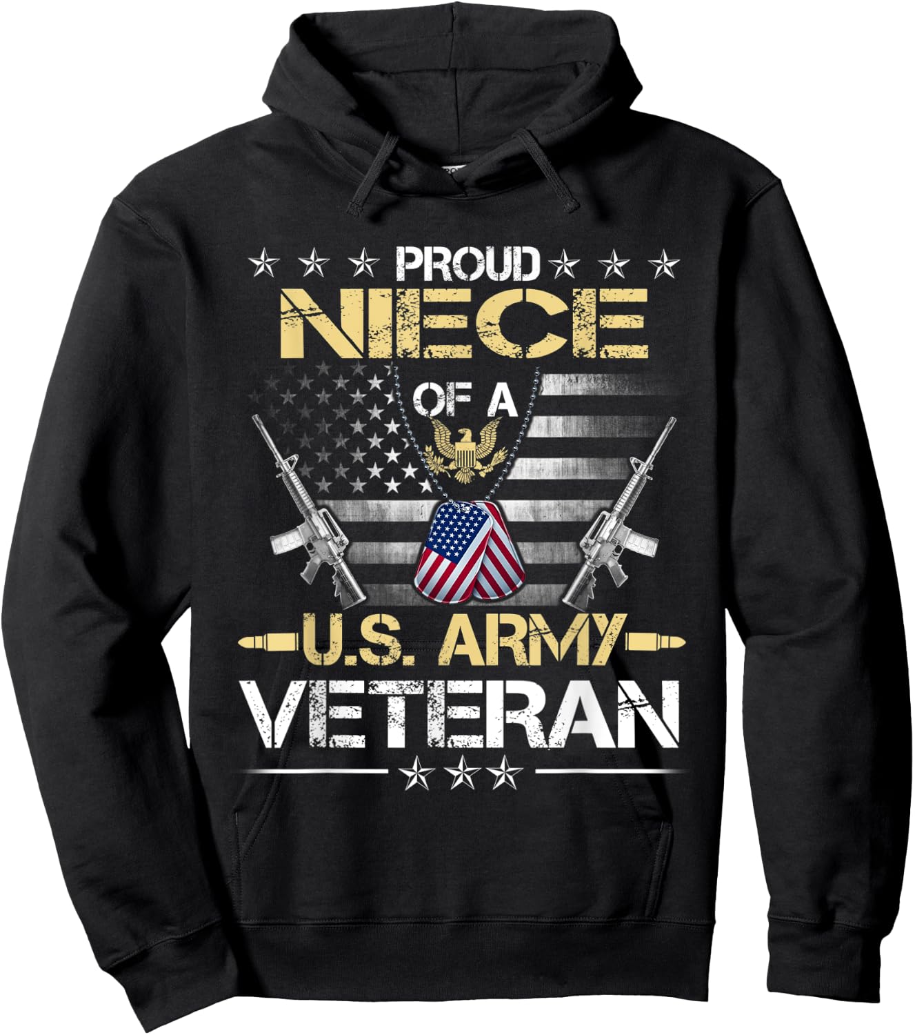 Proud Niece Of A U.S. Army Veteran Flag , Veterans Day Hoodie - Hoodie | Black