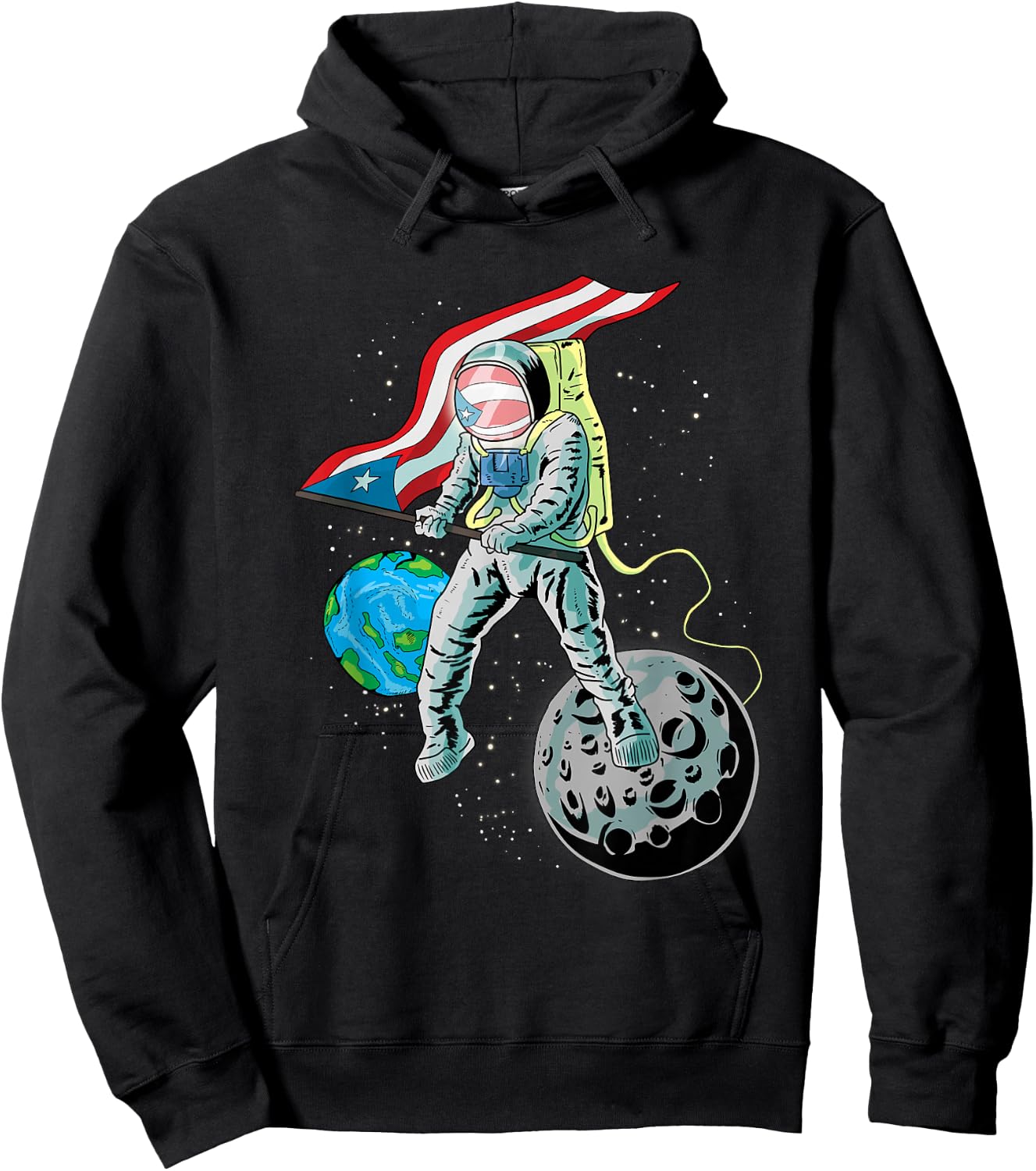 Puerto Rico Pride Boricua aunque Naciera en la Luna Hoodie - Hoodie | Black
