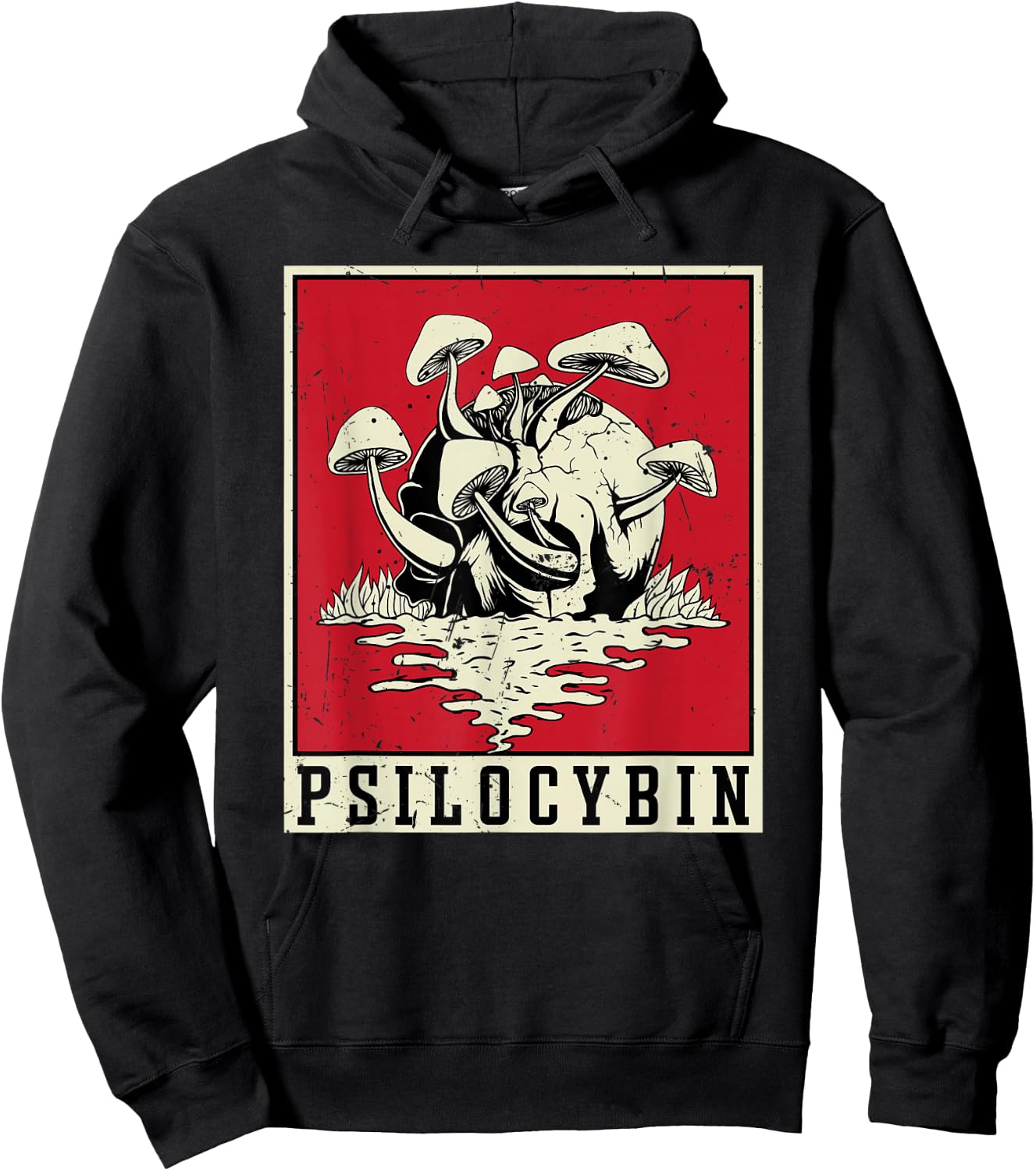 Psilocybin Retro Psychedelic Magic Mushroom Vintage Mycology Hoodie - Hoodie | Black