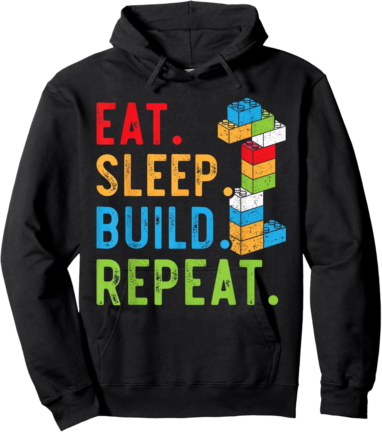 Eat Sleep Build Repeat Master Builder Bricks Blocks Hoodie - Hoodie | Black