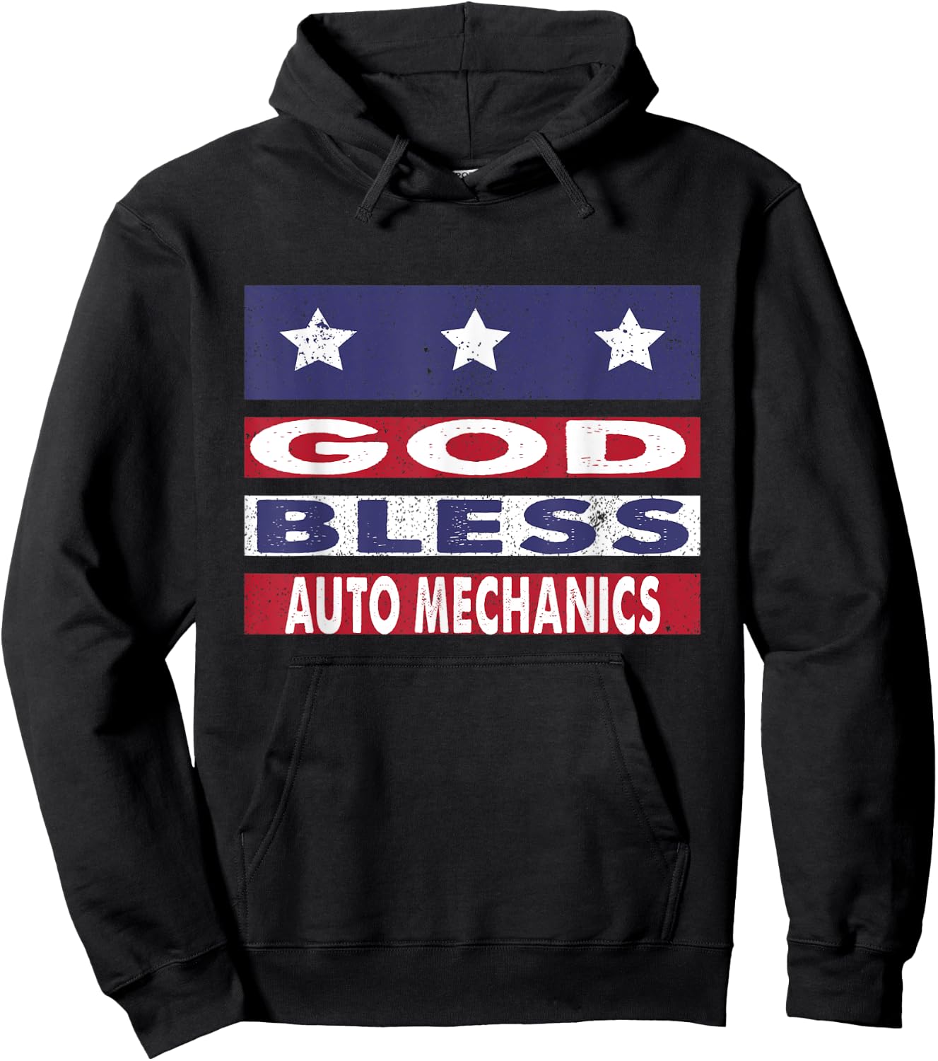 God Bless Auto Mechanics Patriotic Christian Men Hoodie - Hoodie | Black