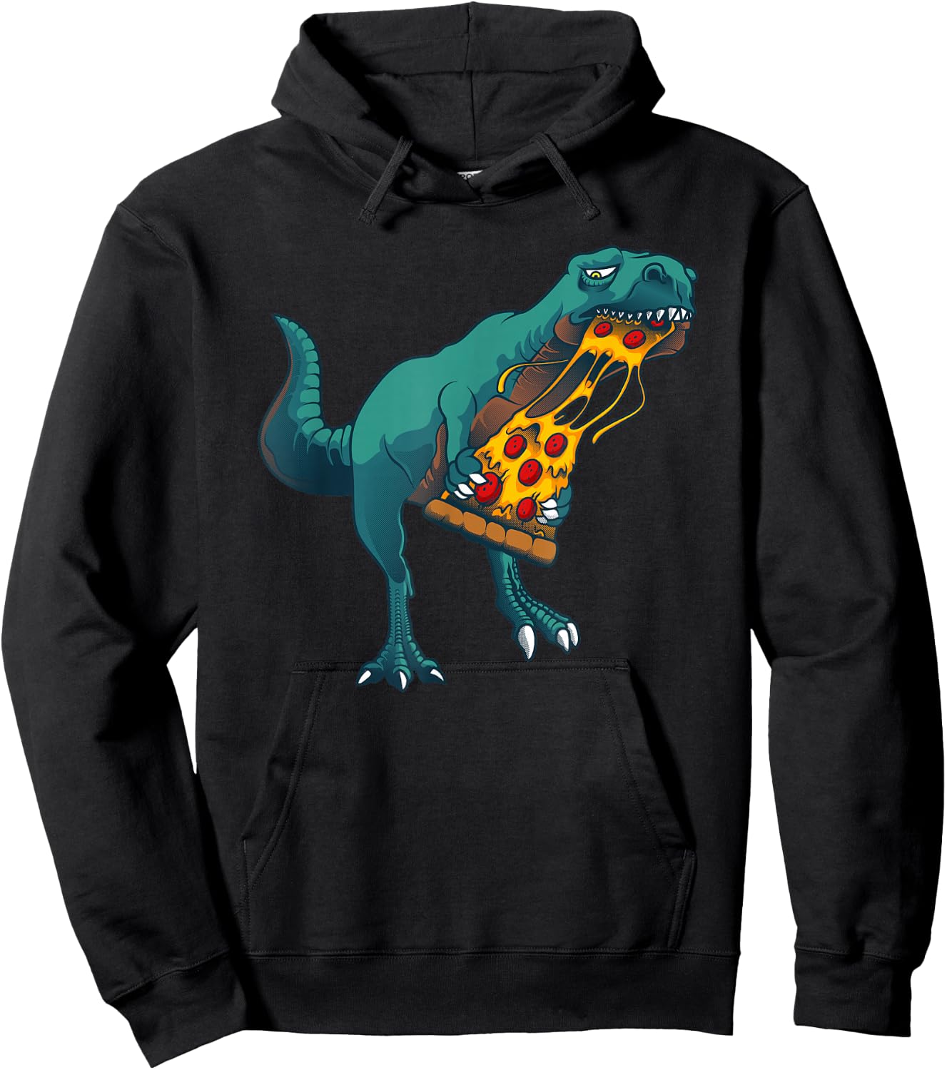 Funny Dinosaur Art Women Dinosaur Pizza Slice Lover Hoodie - Hoodie | Black
