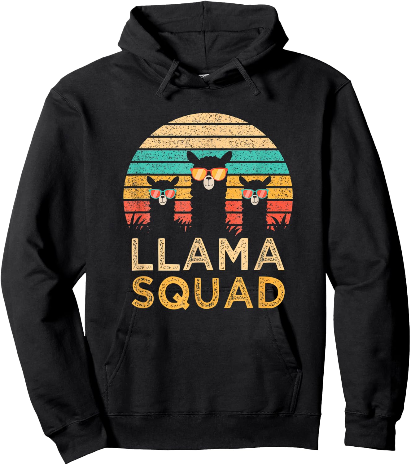 Funny Llama Squad Sunglasses Cool Llamas Vintage Gift Hoodie - Hoodie | Black