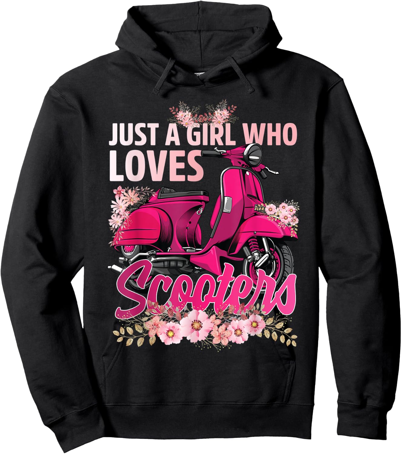 just a girl who loves scooter moped scooter Biker bike rider Hoodie - Hoodie | Black