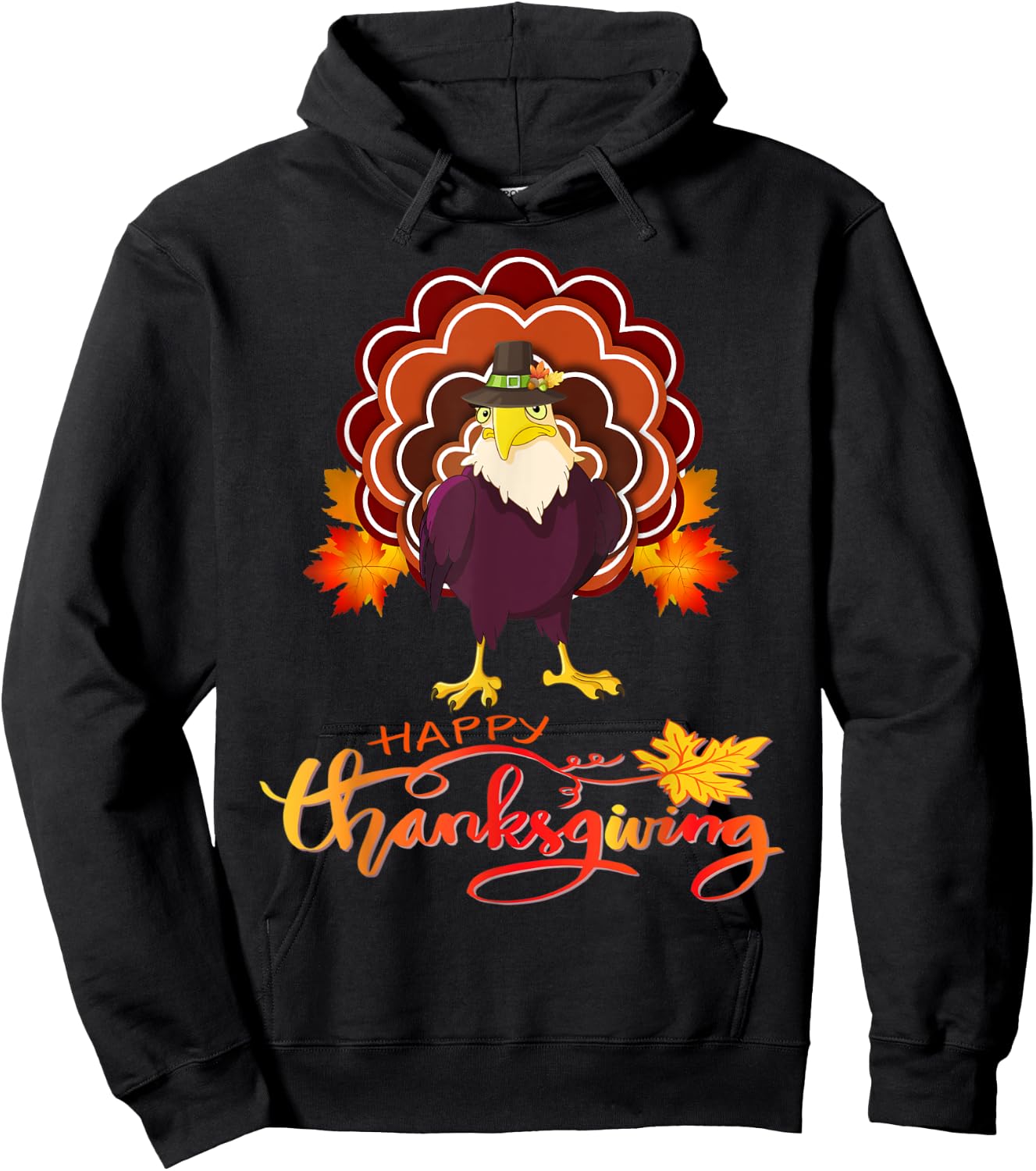 Funny eagle Turkey Happy Thanksgiving Hoodie - Hoodie | Black