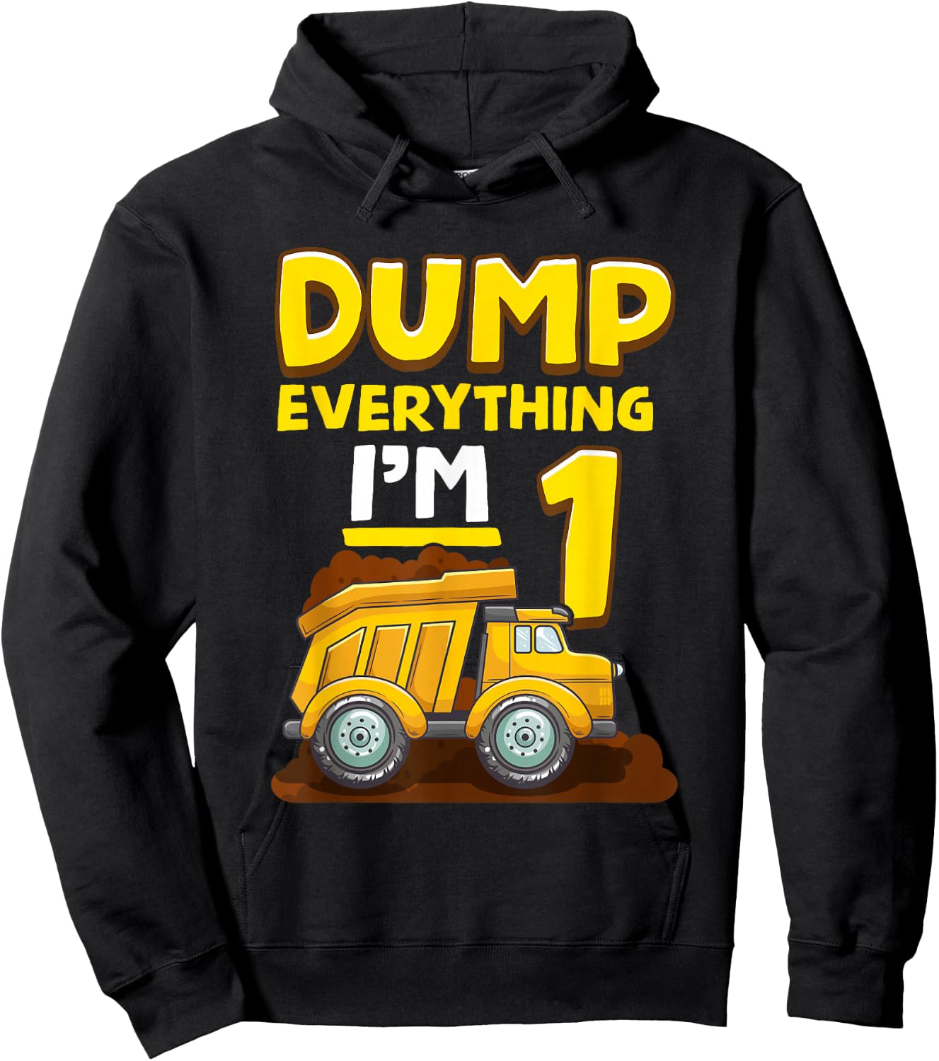 1st Birthday Construction Birthday Shirt Boy 1 Dump Truck Hoodie - Hoodie | Black