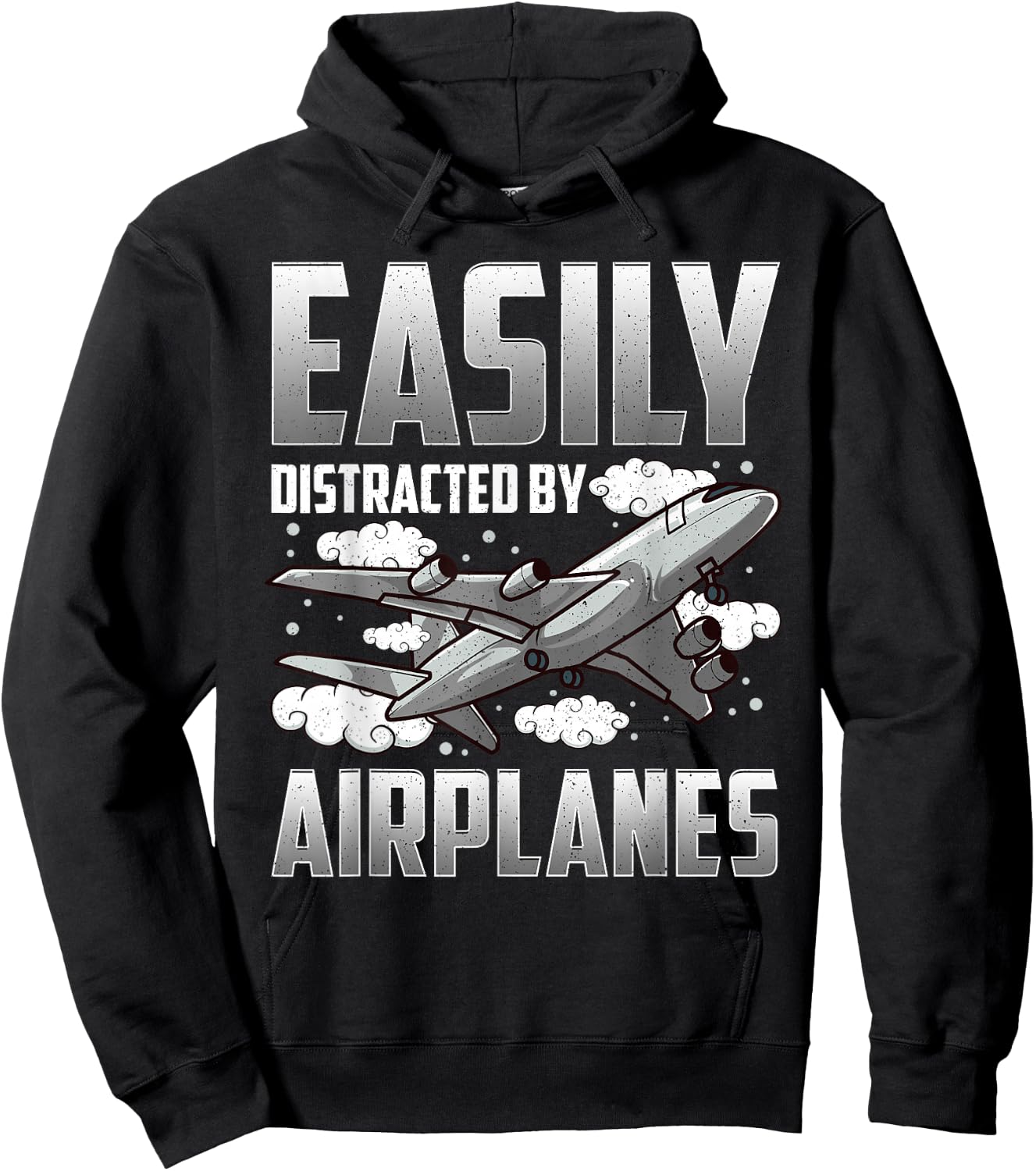 Funny Pilot Shirt Aviation Easily Distracted By Airplanes Hoodie - Hoodie | Black