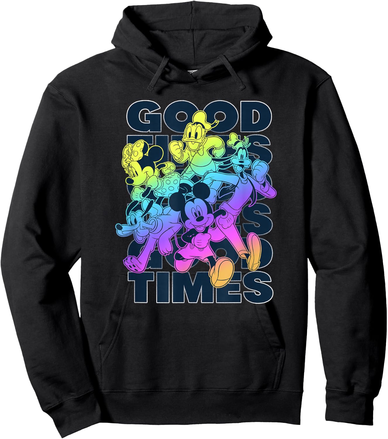 Disney Mickey Classic Good Times Neon Group Hoodie - Hoodie | Black