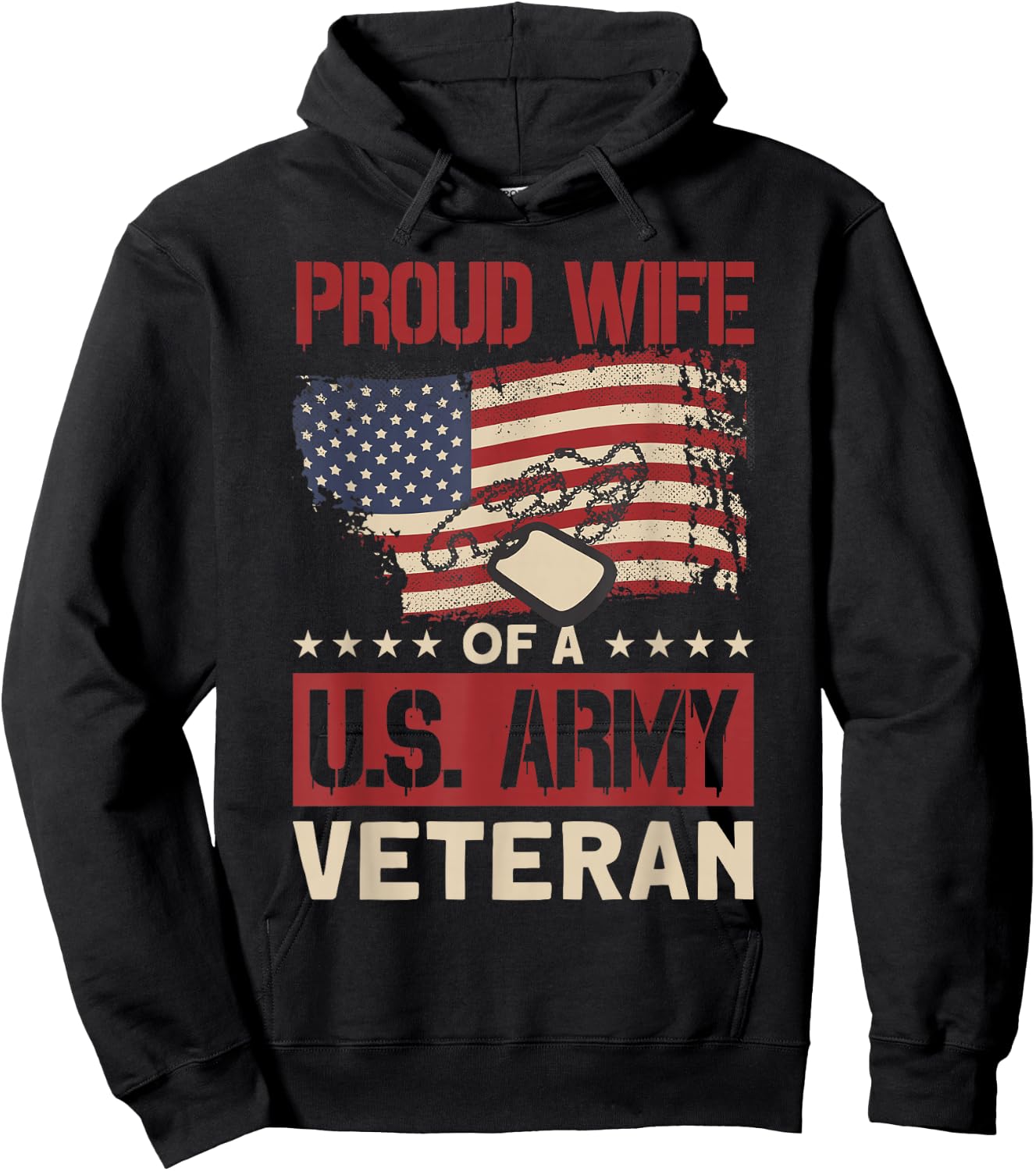 Proud Wife of A U.S. Army Veteran - Soldier Wife Hoodie - Hoodie | Black