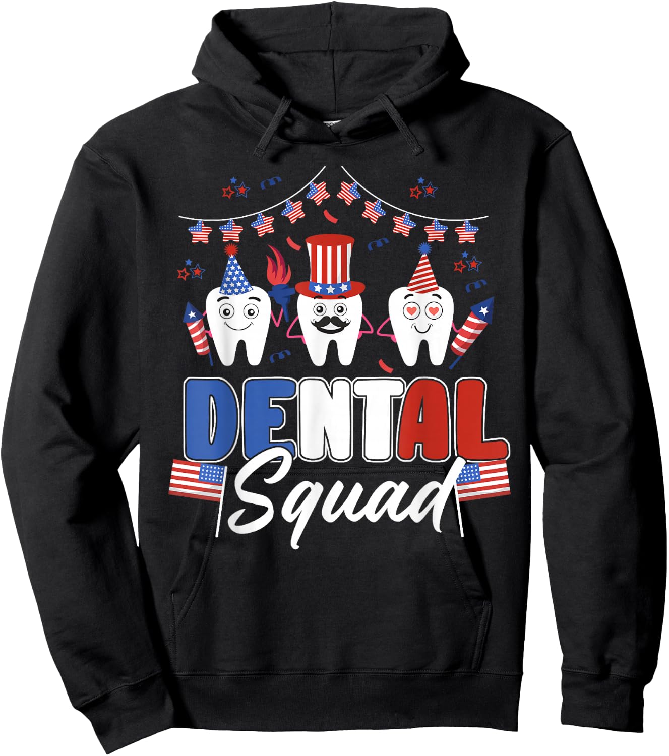Tooth Dental Squad 4th Of July Dental Assistant Costume Hoodie - Hoodie | Black