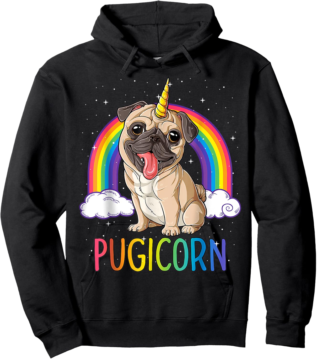 Pugicorn Pug Unicorn Girls Kids Space Galaxy Rainbow.2022 Hoodie - Hoodie | Black
