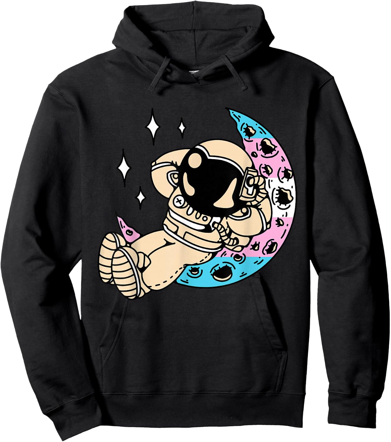 Transgender Astronaut LGBT-Q Space-man Moon Trans Pride Flag Hoodie - Hoodie | Black