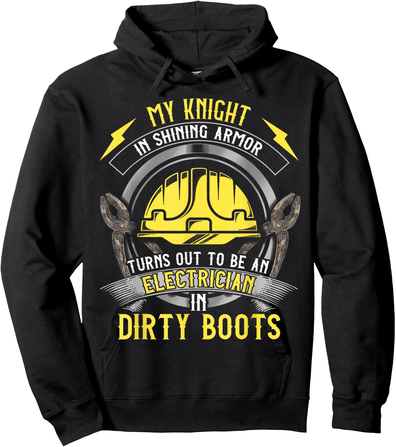 Funny Electrician Wife Girlfriend My Knight In Shining Armor Hoodie - Hoodie | Black