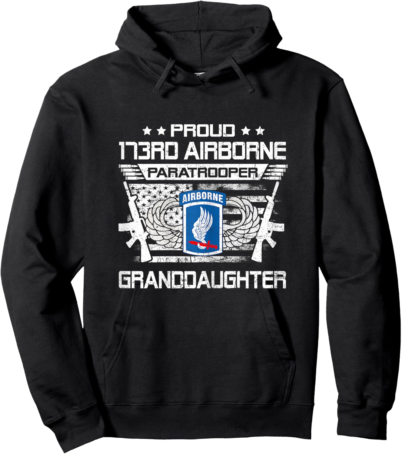 Proud 173rd Airborne Brigade Granddaughter Paratrooper Hoodie - Hoodie | Black