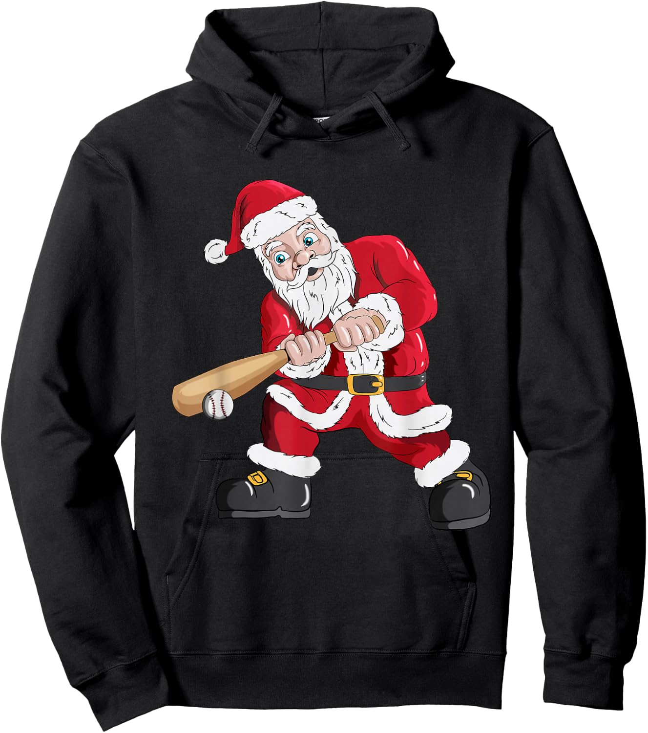 Christmas Santa Claus With Baseball Bat Baseball Hoodie - Hoodie | Black
