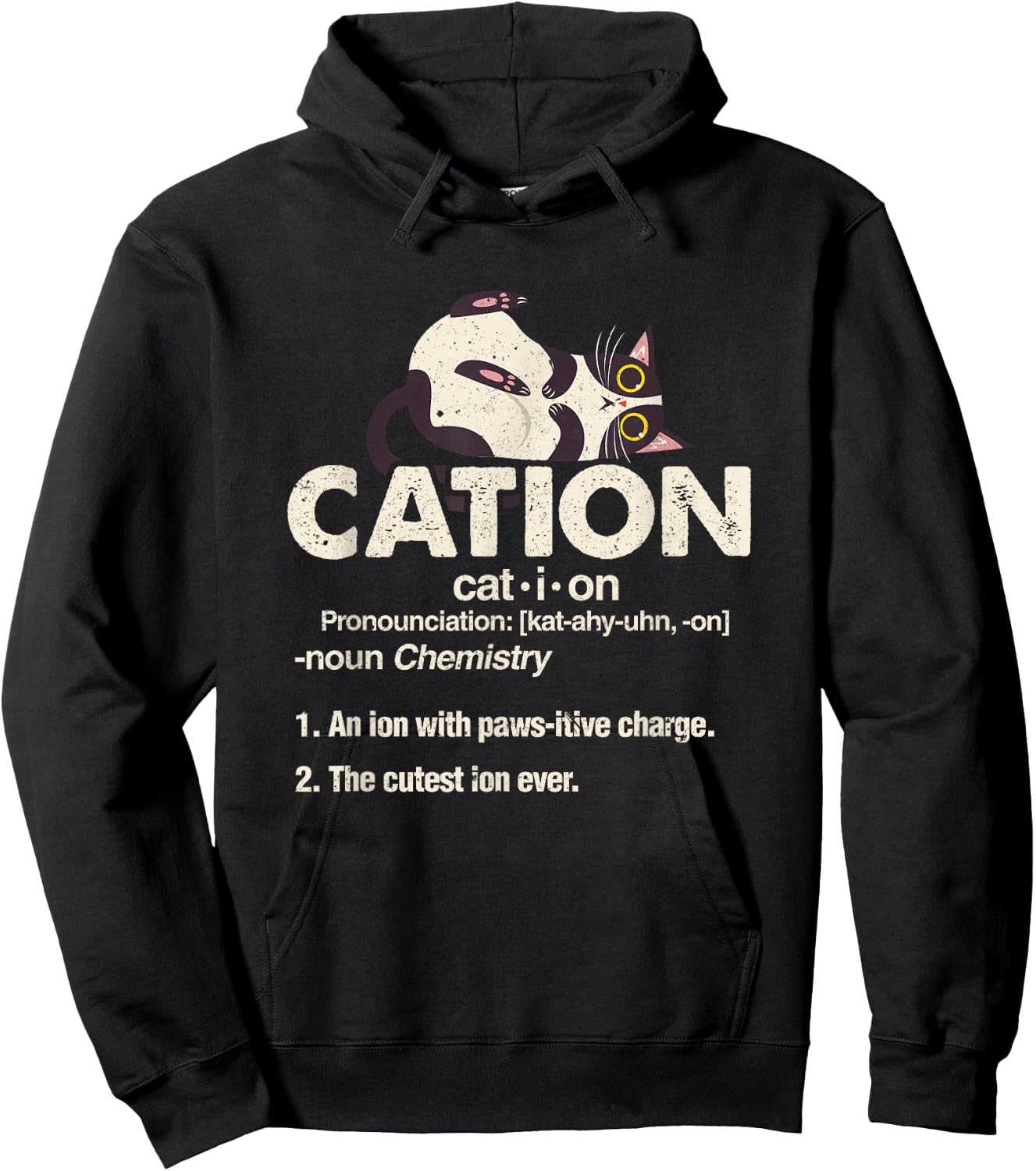 Cation Cute Science Cat Pawsitive Chemistry Teacher Gift Hoodie - Hoodie | Black