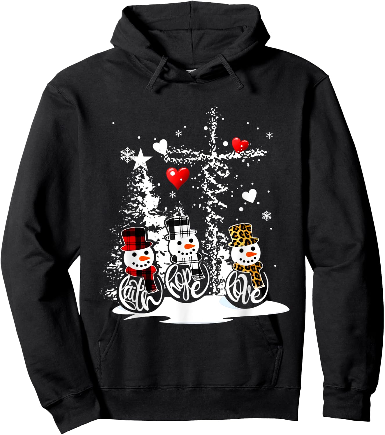 Jesus Christmas Season Faith Love Snowman Christian Hoodie - Hoodie | Black