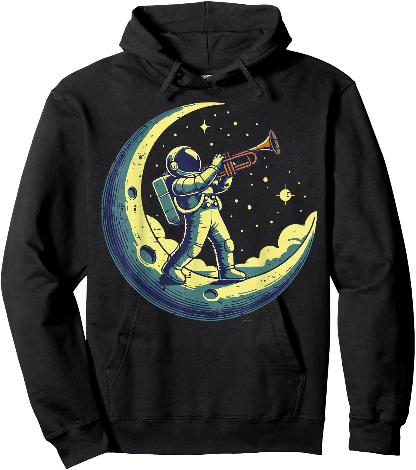 Astronaut On Moon Trumpet Funny Space Music Men Boys Kids Hoodie - Hoodie | Black