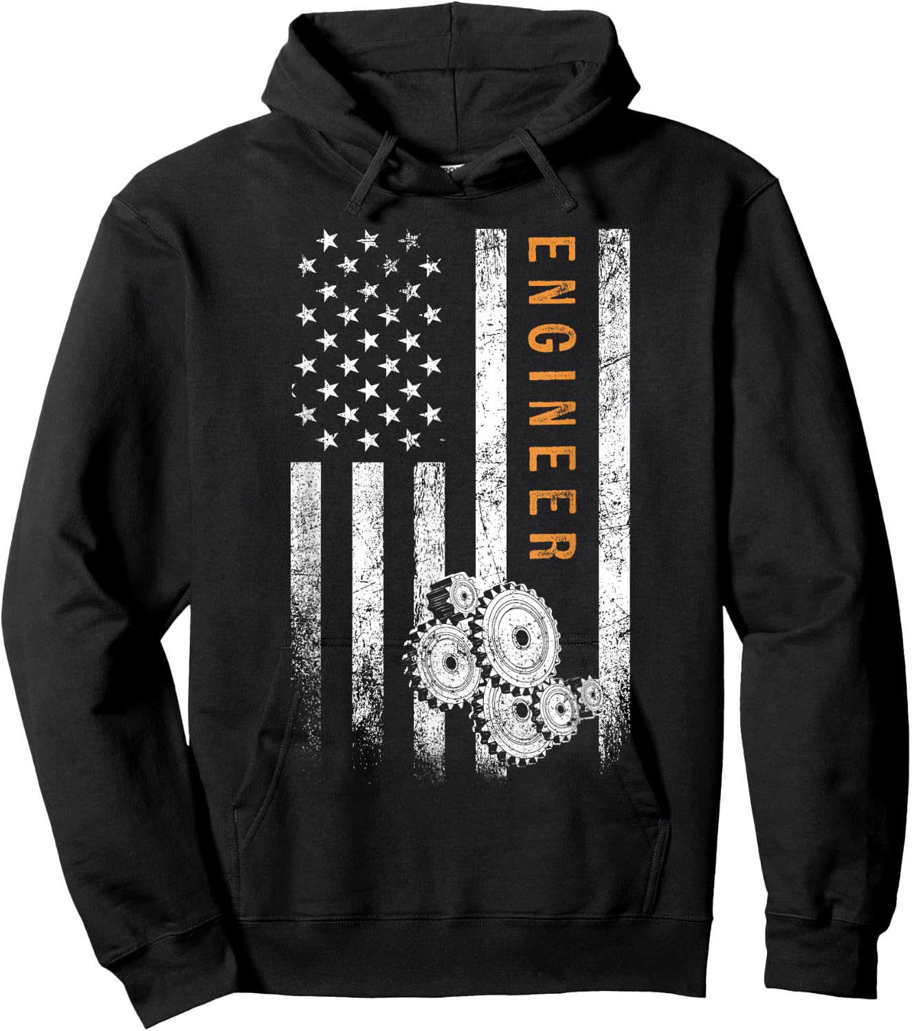 Engineer American Flag Design Engineering Hoodie - Hoodie | Black