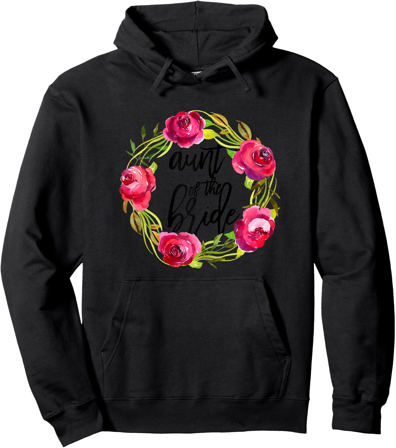 Aunt of the Bride Floral Cute Bridal Party Wedding Shower Hoodie - Hoodie | Black