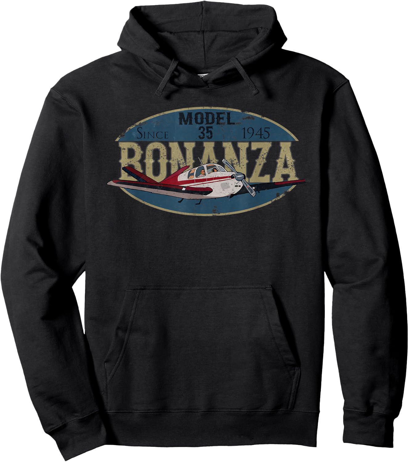 Model 35 Bonanza Since 1945 Retro Vintage Airplane Pilot Hoodie - Hoodie | Black