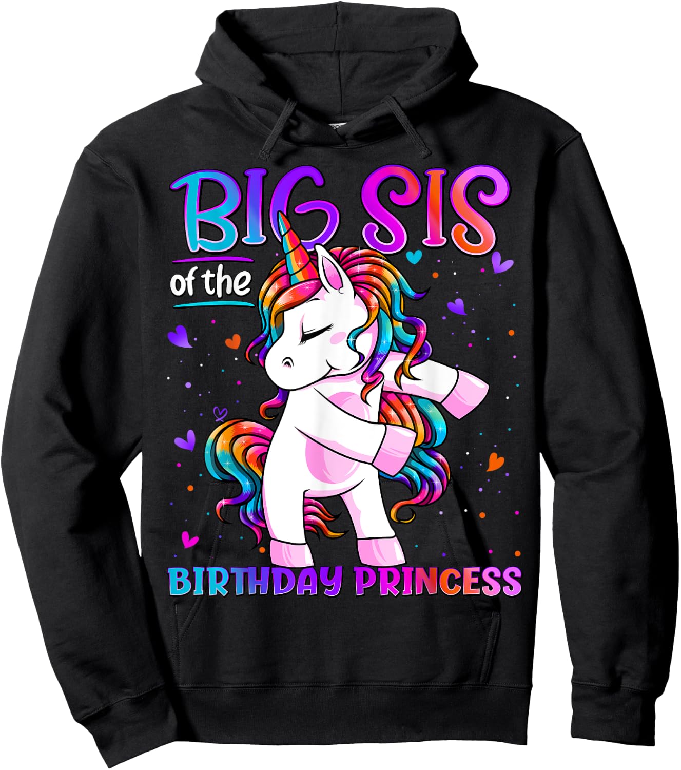 Big Sis of the Birthday Princess Flossing Unicorn Big Sister Hoodie - Hoodie | Black