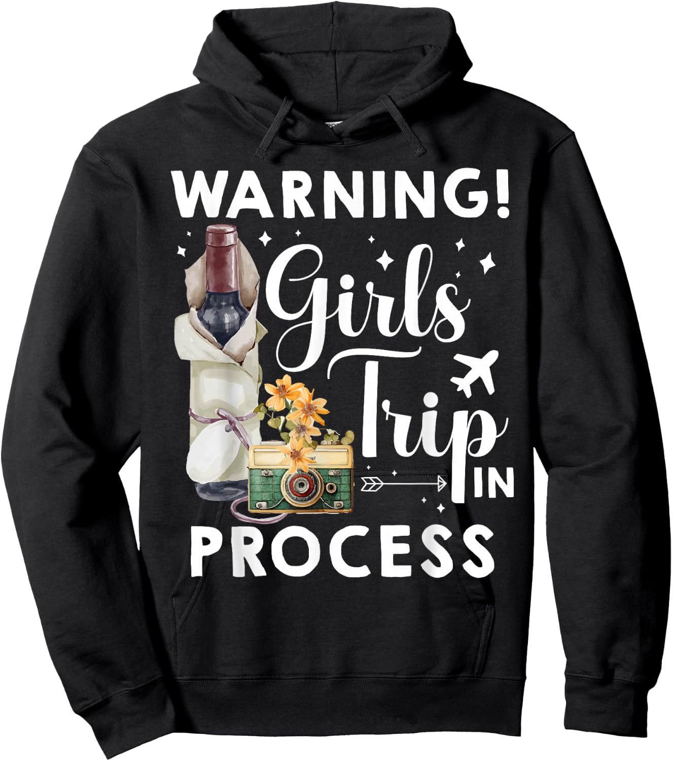 Warning Girls Trip 2026 Progress Cute Beach Summer Vacation Hoodie - Hoodie | Black