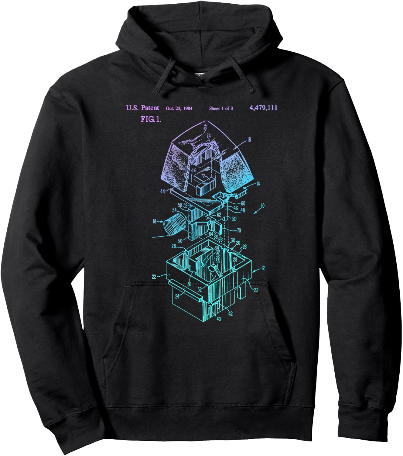 Mechanical Keyboard Patent Drawing Graphic Design Art Hoodie - Hoodie | Black