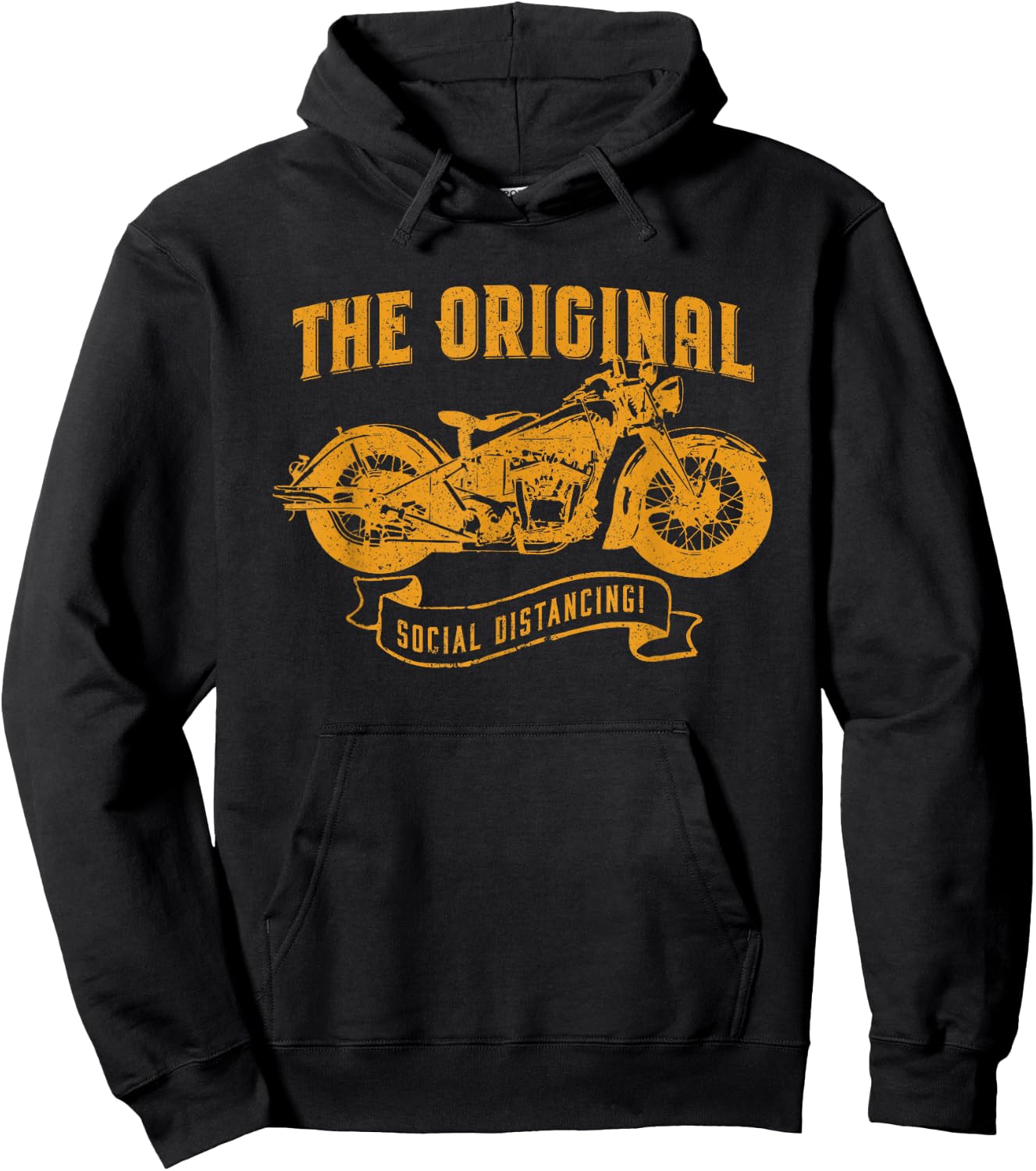 Funny Motorcycle Social Distancing Retro Vintage Hoodie - Hoodie | Black