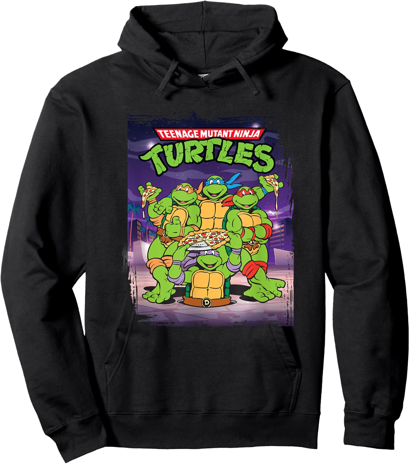 Mademark Black Classic Fit Short Sleeve Teenage Mutant Ninja Turtles Retro Hoodie - Hoodie | Black