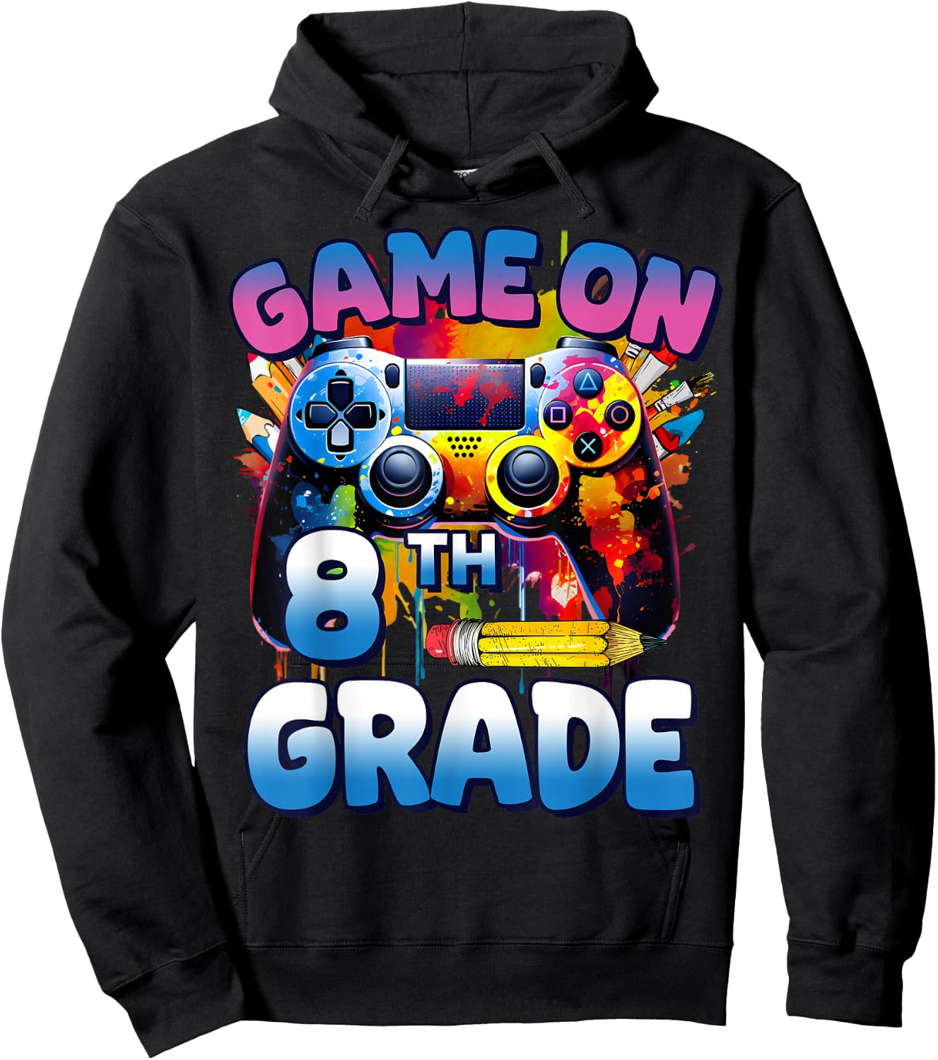 Game On 8th Grade First Day Gamer Shirt Boys Hoodie - Hoodie | Black