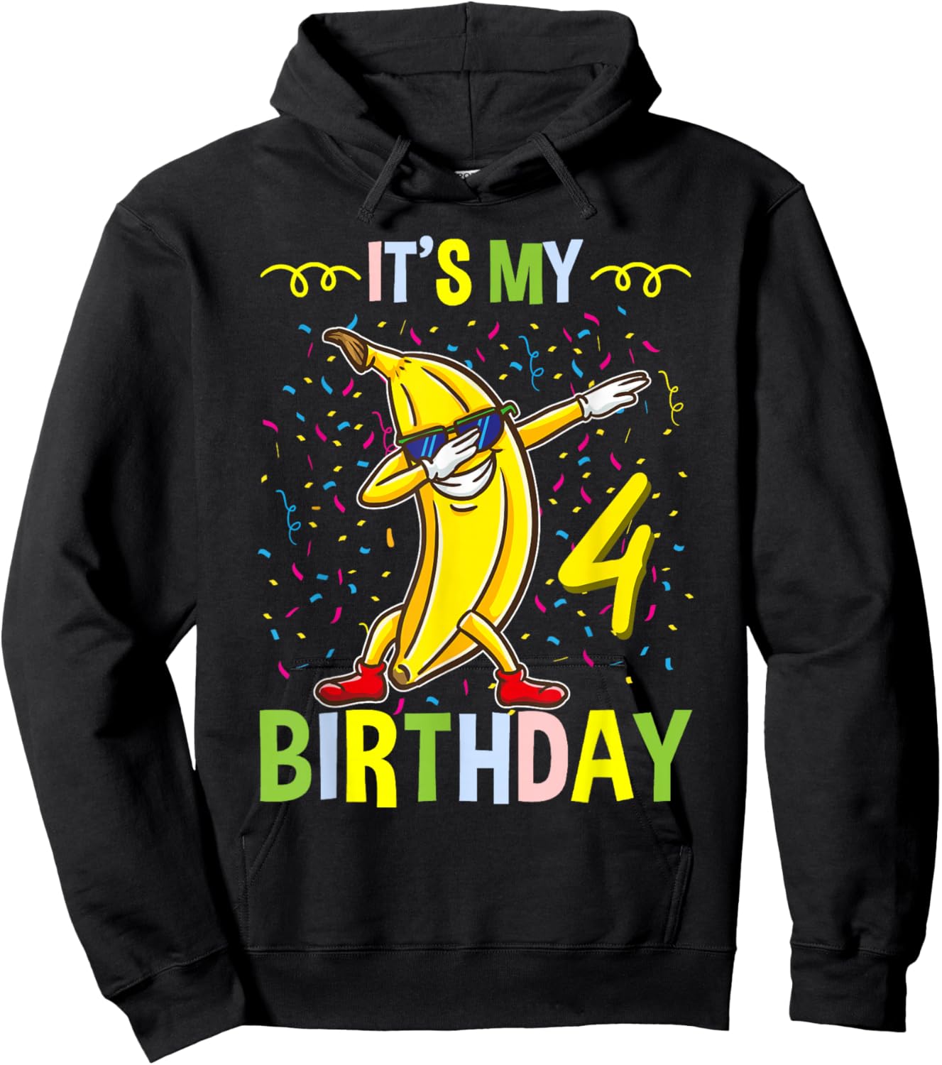 Its My 4th Birthday Banana for Banana Lover Hoodie - Hoodie | Black